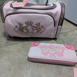 Juicy Couture Pink Cosmetic Bag and Wallet Set